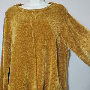 Style & Co Large Yellow/Spice Cumin Chenille Sweater